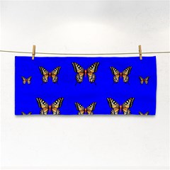 Butterfly Pattern Blue Insects Hand Towel by Vaneshart