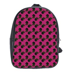 Black Rose Pink School Bag (large) by snowwhitegirl