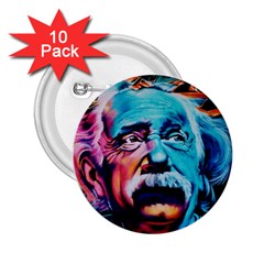 Albert Einstein Retro Wall Graffiti Blue Pink Orange Modern Urban Art Grunge 2 25  Buttons (10 Pack)  by snek