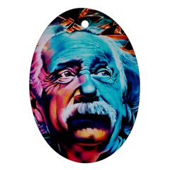 Albert Einstein Retro Wall Graffiti Blue Pink Orange Modern Urban Art Grunge Oval Ornament (two Sides) by snek