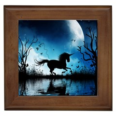 Wonderful Unicorn Silhouette In The Night Framed Tile by FantasyWorld7