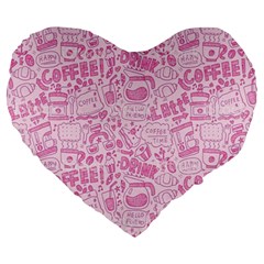 Coffee Pink Large 19  Premium Flano Heart Shape Cushions by Amoreluxe