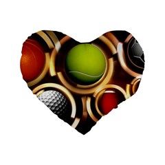 Sport Ball Tennis Golf Football Standard 16  Premium Flano Heart Shape Cushions by HermanTelo