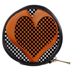 Heart Chess Board Checkerboard Mini Makeup Bag by HermanTelo