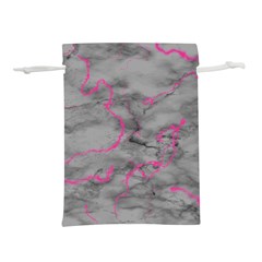 Marble Light Gray With Bright Magenta Pink Veins Texture Floor Background Retro Neon 80s Style Neon Colors Print Luxuous Real Marble Lightweight Drawstring Pouch (s) by genx