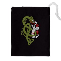 Pepe The Frog Rare Celtic Viking Norse Dragon Pattern Deus Vult Medieval Wojak Crusader Drawstring Pouch (4xl) by snek