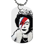 Banksy graffiti UK England God Save the Queen Elisabeth with David Bowie rockband face makeup Ziggy Stardust Dog Tag (Two Sides) Front