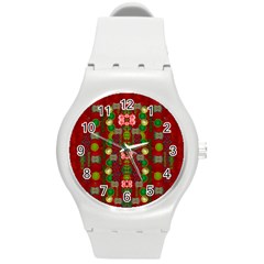 In Time For The Season Of Christmas An Jule Round Plastic Sport Watch (m) by pepitasart