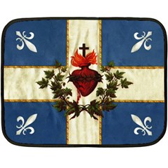 Quebec Flag Drapeau Québec Patriote Carillon Sacré-coeur Christian Catholic Old Vintage With Fleurs De Lys Fleece Blanket (mini) by Quebec