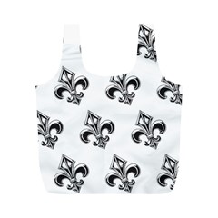 French France Fleur De Lys Metal Pattern Black And White Antique Vintage Full Print Recycle Bag (m) by Quebec