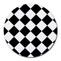 Grid Domino Bank And Black Round Mousepads by Sapixe