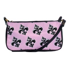 French France Fleur De Lys Metal Pattern Black And White Antique Vintage Pink And Black Rocker Shoulder Clutch Bag by Quebec