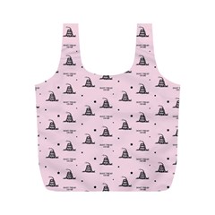 Gadsden Flag Don t Tread On Me Light Pink And Black Pattern With American Stars Full Print Recycle Bag (m) by snek