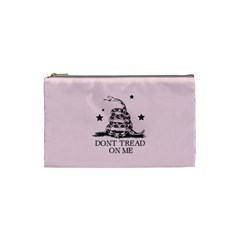 Gadsden Flag Don t Tread On Me Light Pink And Black Pattern With American Stars Cosmetic Bag (xs) by snek