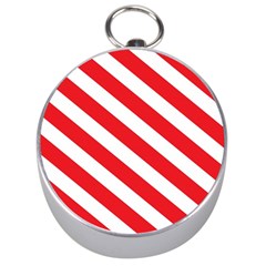 Candy Cane Red White Line Stripes Pattern Peppermint Christmas Delicious Design Silver Compasses by genx