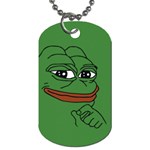 Pepe The Frog Smug face with smile and hand on chin meme Kekistan all over print green Dog Tag (Two Sides) Front