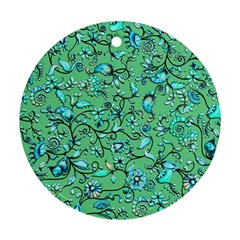 Green Flowers Ornament (round) by ZeeBee