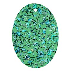 Green Flowers Ornament (oval) by ZeeBee