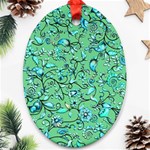 Green Flowers Ornament (Oval) Front