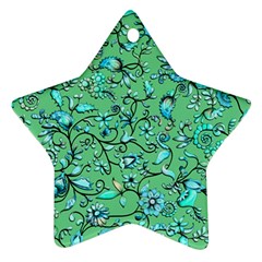 Green Flowers Ornament (star) by ZeeBee