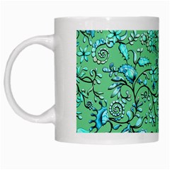 Green Flowers White Mugs by ZeeBee