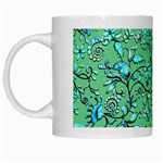 Green Flowers White Mugs Left