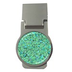 Green Flowers Money Clips (Round)  Front