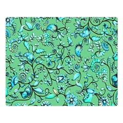 Green Flowers Double Sided Flano Blanket (large)  by ZeeBee