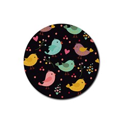 Birds Cute Pattern Background Rubber Round Coaster (4 Pack)  by Vaneshart