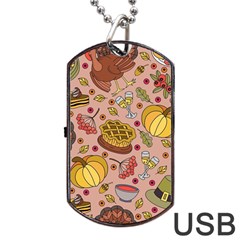 Thanksgiving Pattern Dog Tag Usb Flash (one Side) by Sobalvarro