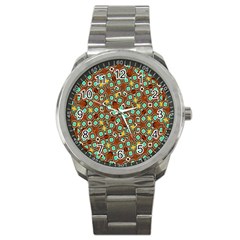 Colorful Modern Geometric Print Pattern Sport Metal Watch by dflcprintsclothing