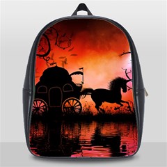 Drive In The Night By Carriage School Bag (xl) by FantasyWorld7