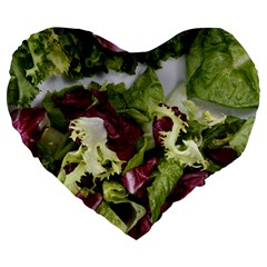 Salad Lettuce Vegetable Large 19  Premium Flano Heart Shape Cushions by Sapixe