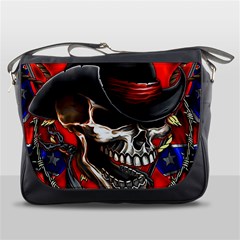 Confederate Flag Usa America United States Csa Civil War Rebel Dixie Military Poster Skull Messenger Bag by Sapixe