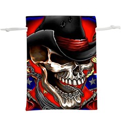 Confederate Flag Usa America United States Csa Civil War Rebel Dixie Military Poster Skull  Lightweight Drawstring Pouch (xl) by Sapixe