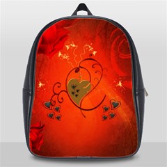 Golden Heart On Vintage Background School Bag (xl) by FantasyWorld7