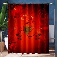 Golden Heart On Vintage Background Shower Curtain 60  X 72  (medium)  by FantasyWorld7