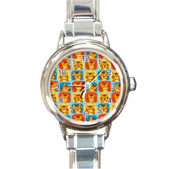 Cute Tiger Pattern Round Italian Charm Watch by designsbymallika