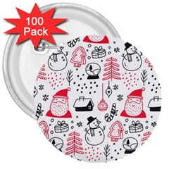 Christmas Themed Seamless Pattern 3  Buttons (100 Pack)  by Vaneshart