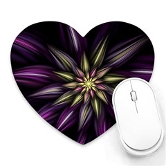 Fractal Flower Floral Abstract Heart Mousepads by HermanTelo