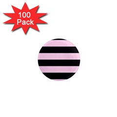 Black And Light Pastel Pink Large Stripes Goth Mime French Style 1  Mini Magnets (100 Pack)  by genx