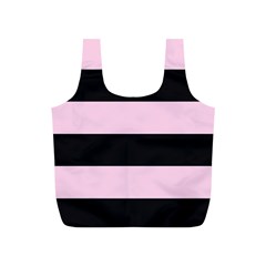 Black And Light Pastel Pink Large Stripes Goth Mime French Style Full Print Recycle Bag (s) by genx