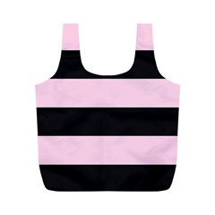 Black And Light Pastel Pink Large Stripes Goth Mime French Style Full Print Recycle Bag (m) by genx