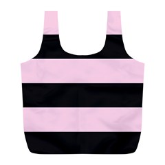 Black And Light Pastel Pink Large Stripes Goth Mime French Style Full Print Recycle Bag (l) by genx