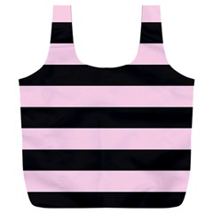 Black And Light Pastel Pink Large Stripes Goth Mime French Style Full Print Recycle Bag (xxl) by genx