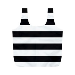 Black And White Large Stripes Goth Mime French Style Full Print Recycle Bag (m) by genx