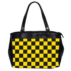 Checkerboard Pattern Black And Yellow Ancap Libertarian Oversize Office Handbag (2 Sides) by snek