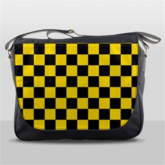 Checkerboard Pattern Black And Yellow Ancap Libertarian Messenger Bag by snek