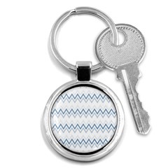 Chevrons Bleus/blanc Key Chain (round) by kcreatif