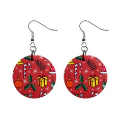 Colorful Funny Christmas Pattern Mini Button Earrings by Vaneshart